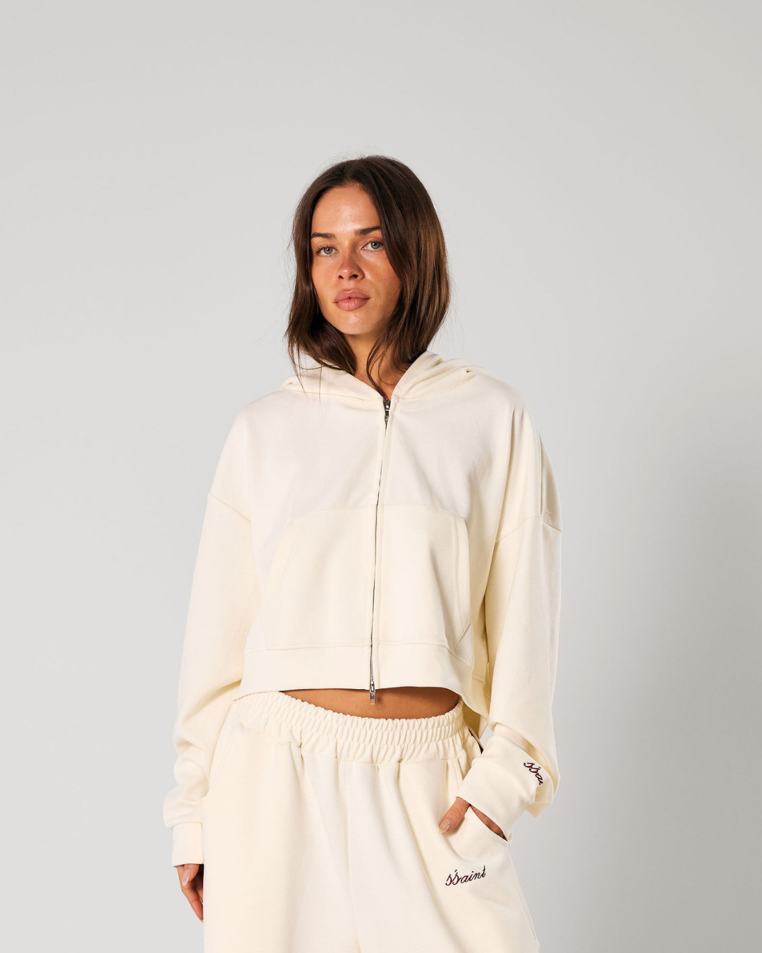 SŚAINT CROPPED HOODIE BUTTER