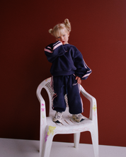 KIDS FLEECE TRACKPANT - NAVY & PINK