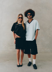 REFLECTIVE V NECK TEE - BLACK
