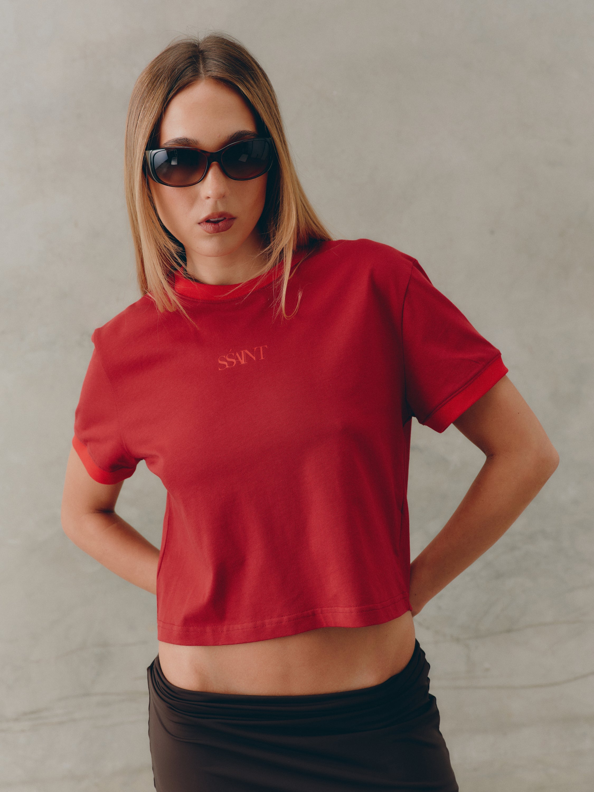 SŚAINT LOGO BABY TEE - RED
