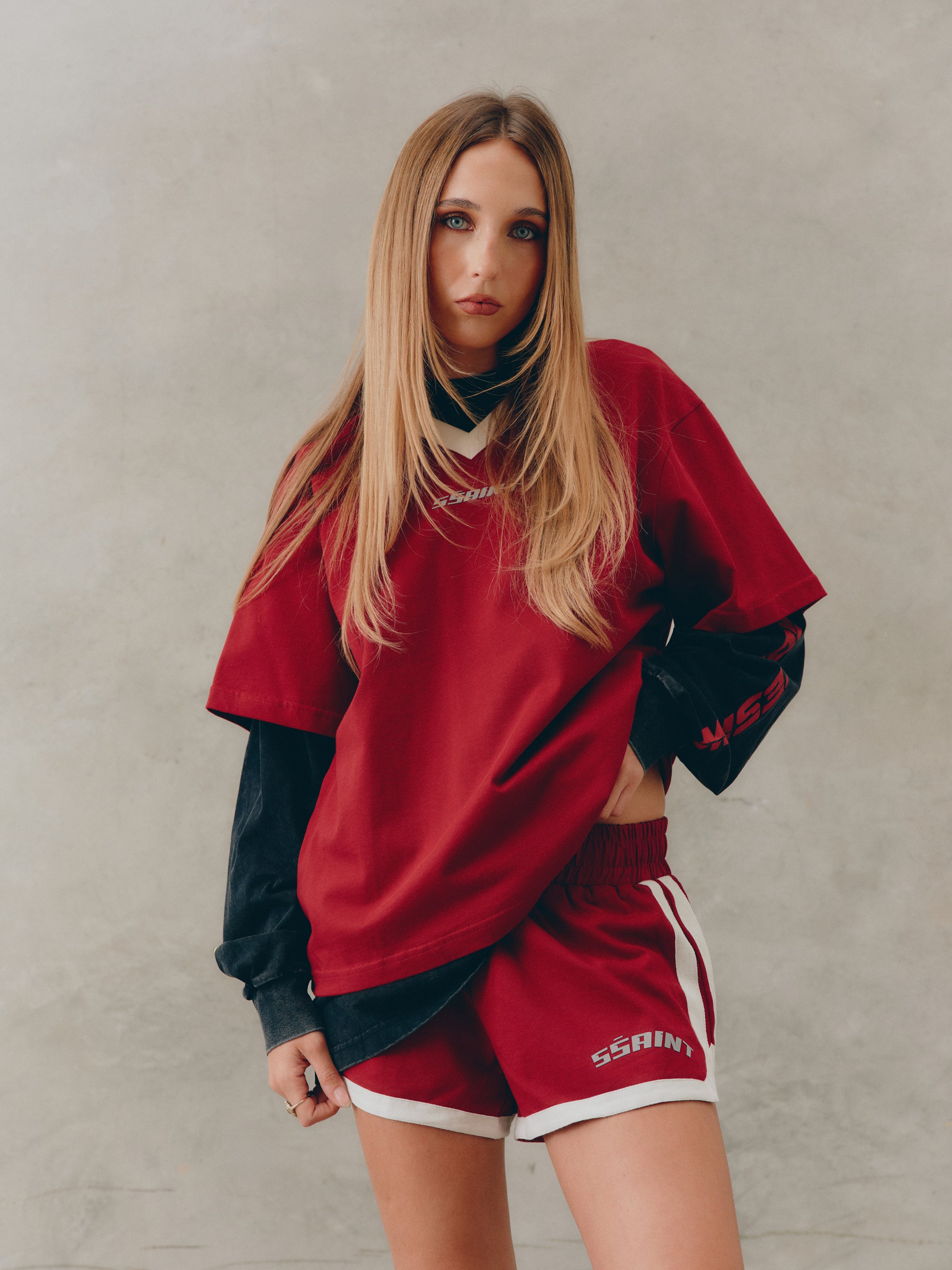 REFLECTIVE V SHORTS - CHERRY