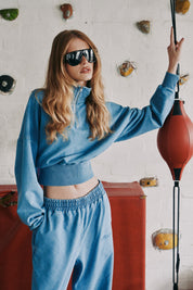 PRE ORDER: ACID WASH TRACKPANT - DENIM BLUE