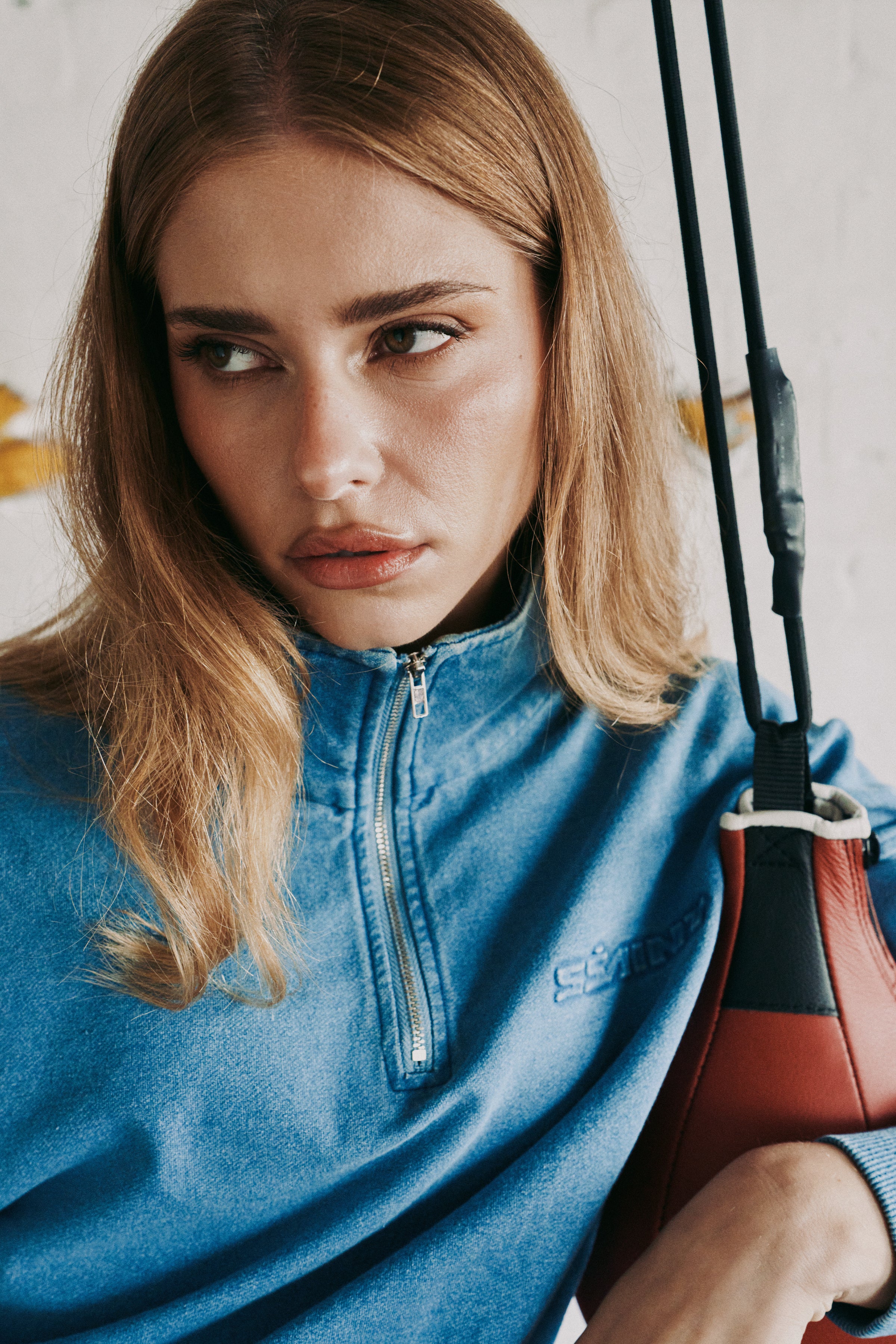 PRE ORDER: 1/4 ZIP CROP JUMPER - DENIM BLUE