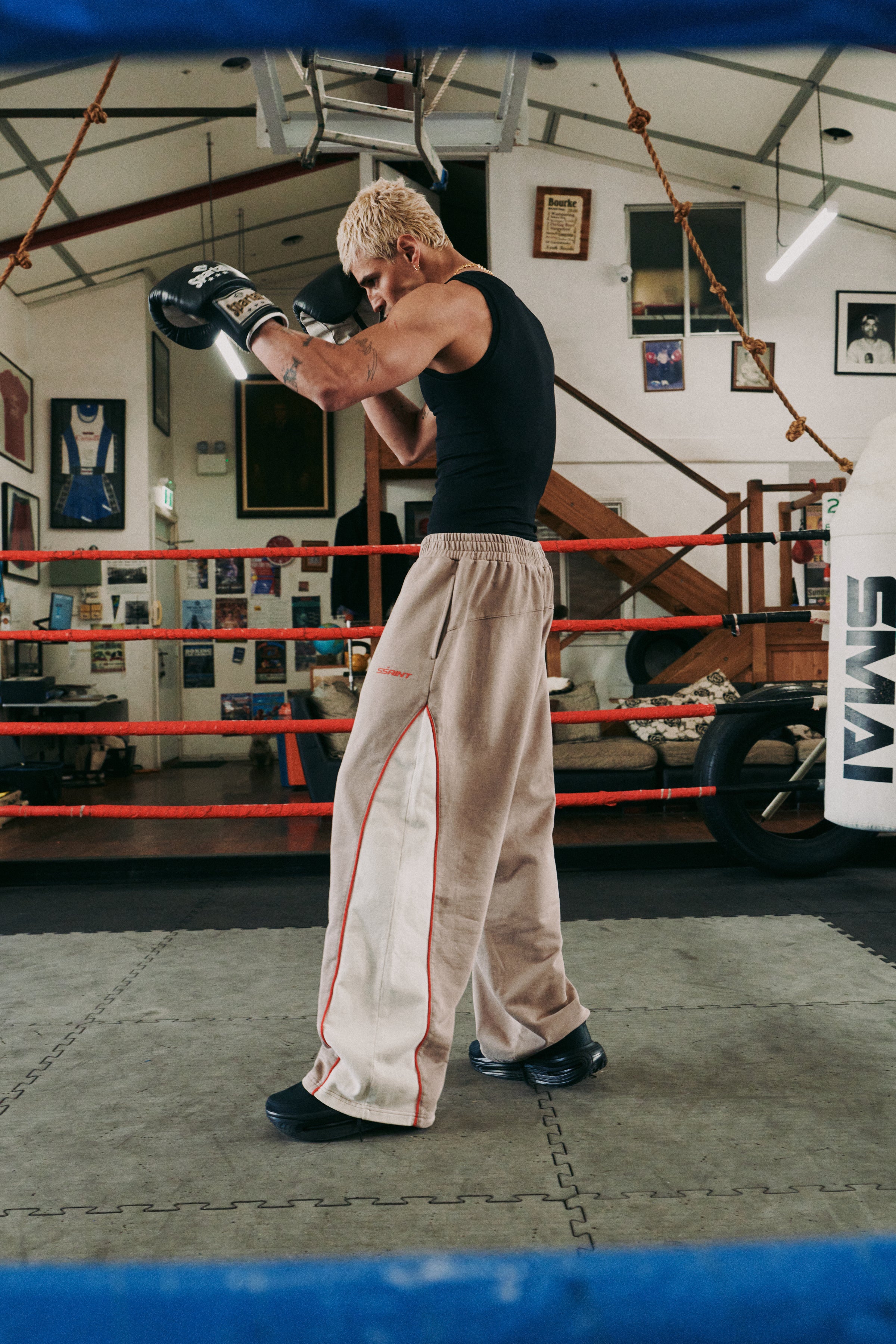 THE RIVAL TRACK PANT - ACID WASH BEIGE