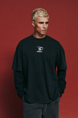 ROUND ONE LAYERED TEE  - VINTAGE WASHED BLACK