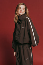 FIGHT NIGHT ZIP WINDBREAKER  - BROWN & CREAM