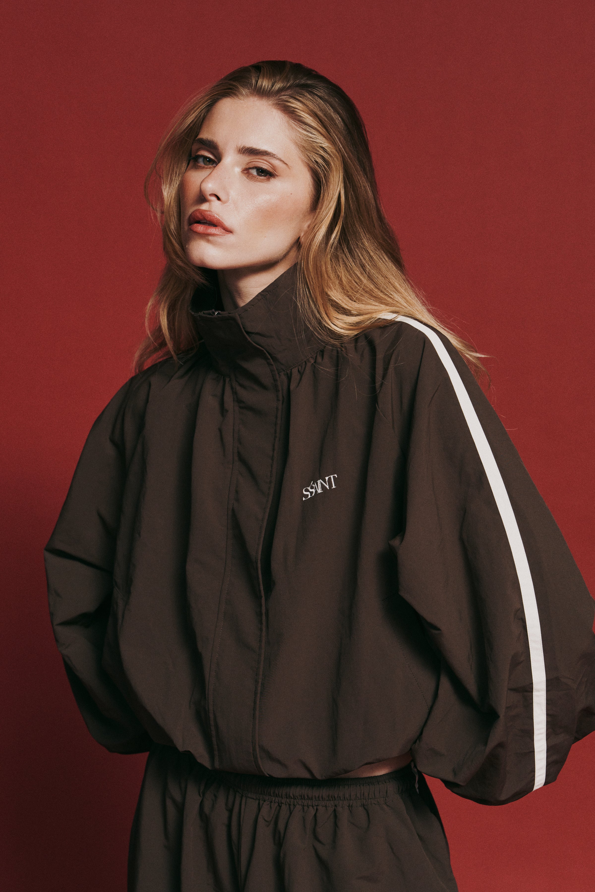 FIGHT NIGHT ZIP WINDBREAKER - BROWN & CREAM – SŚAINT AU