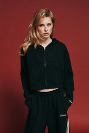 SŚAINT CROPPED HOODIE - BLACK & BUTTER