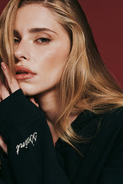SŚAINT CROPPED HOODIE - BLACK & BUTTER