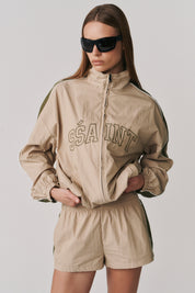 THE GROUNDS TRACK JACKET - TAN & KHAKI
