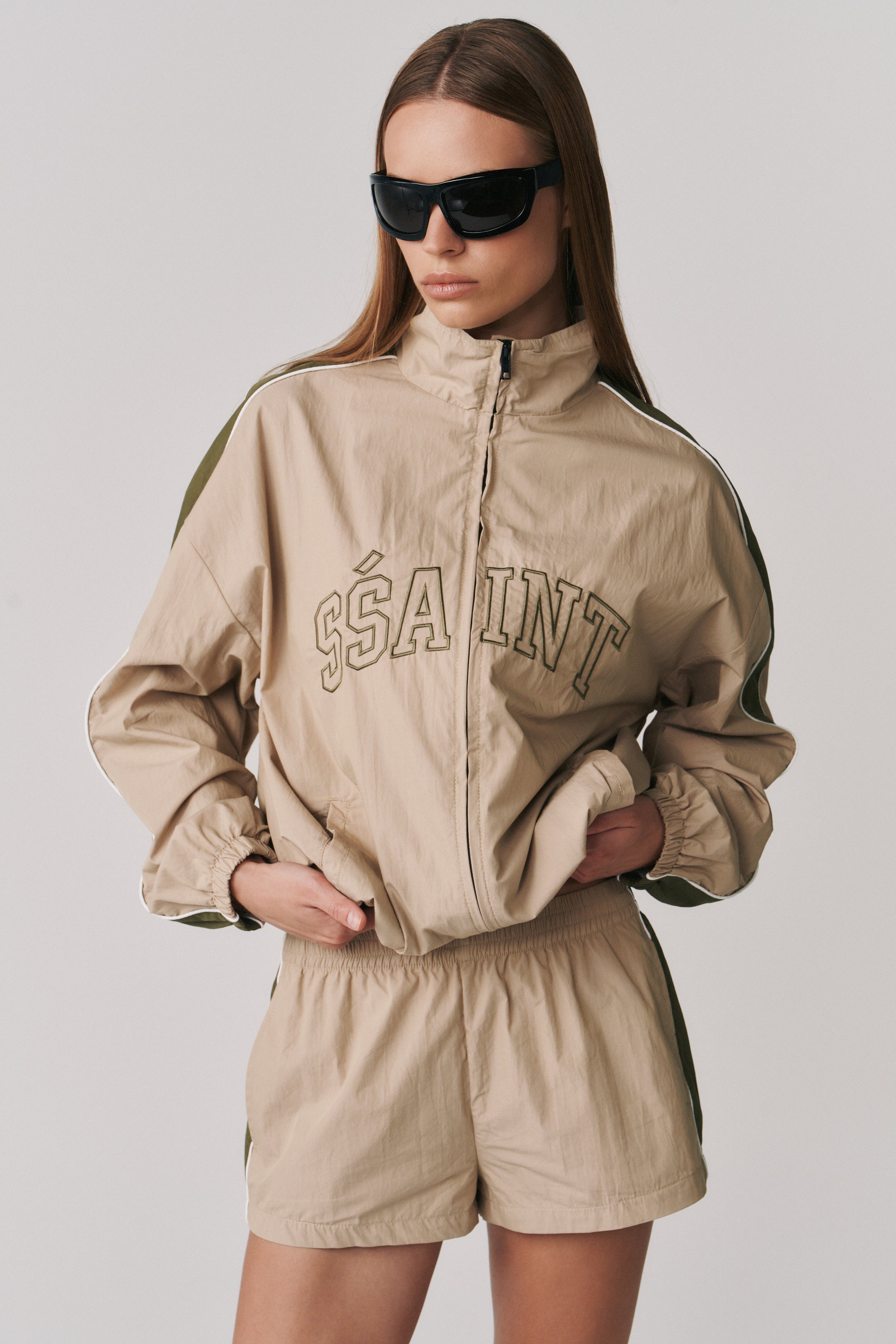 THE GROUNDS TRACK JACKET - TAN & KHAKI