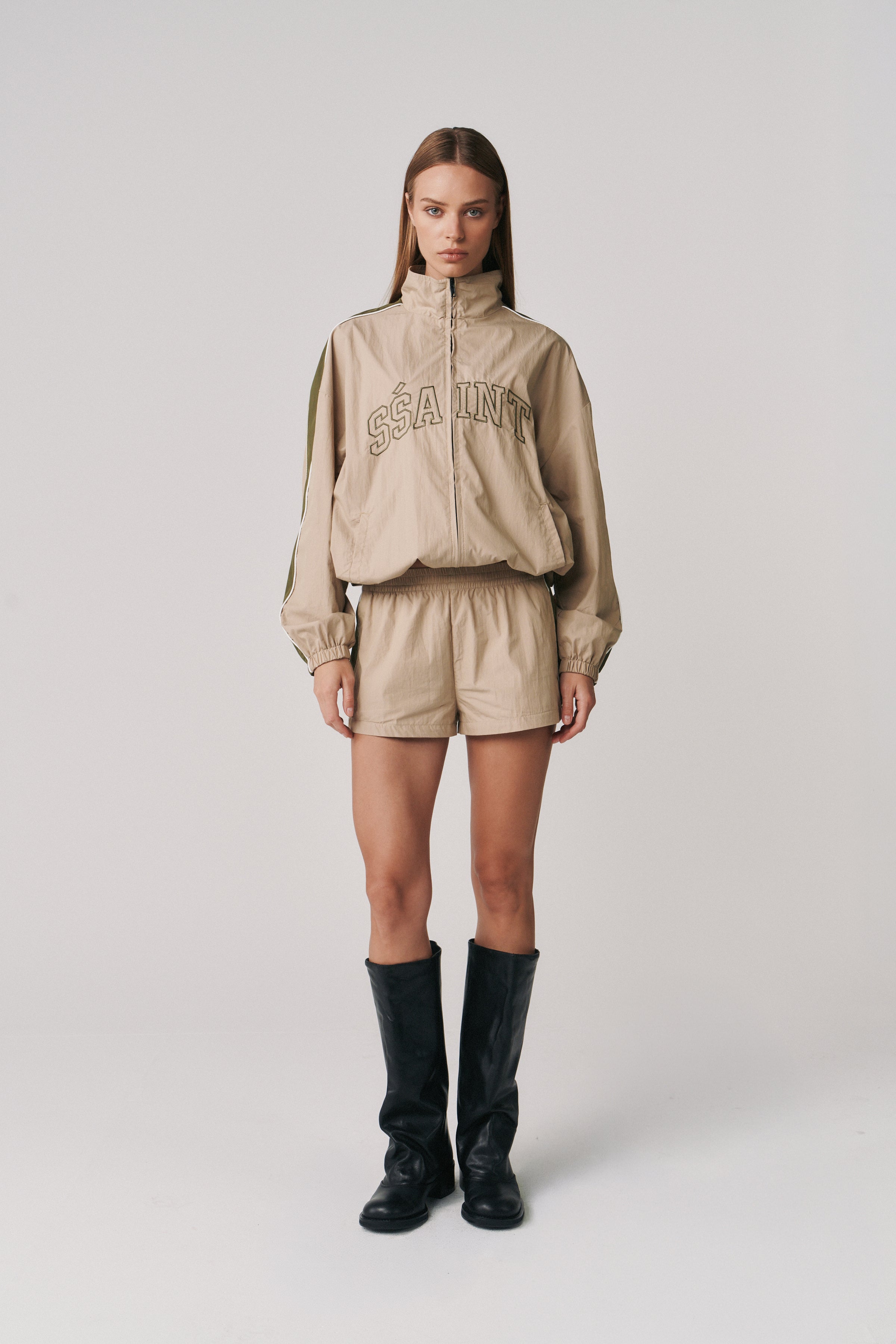 THE GROUNDS TRACK JACKET - TAN & KHAKI