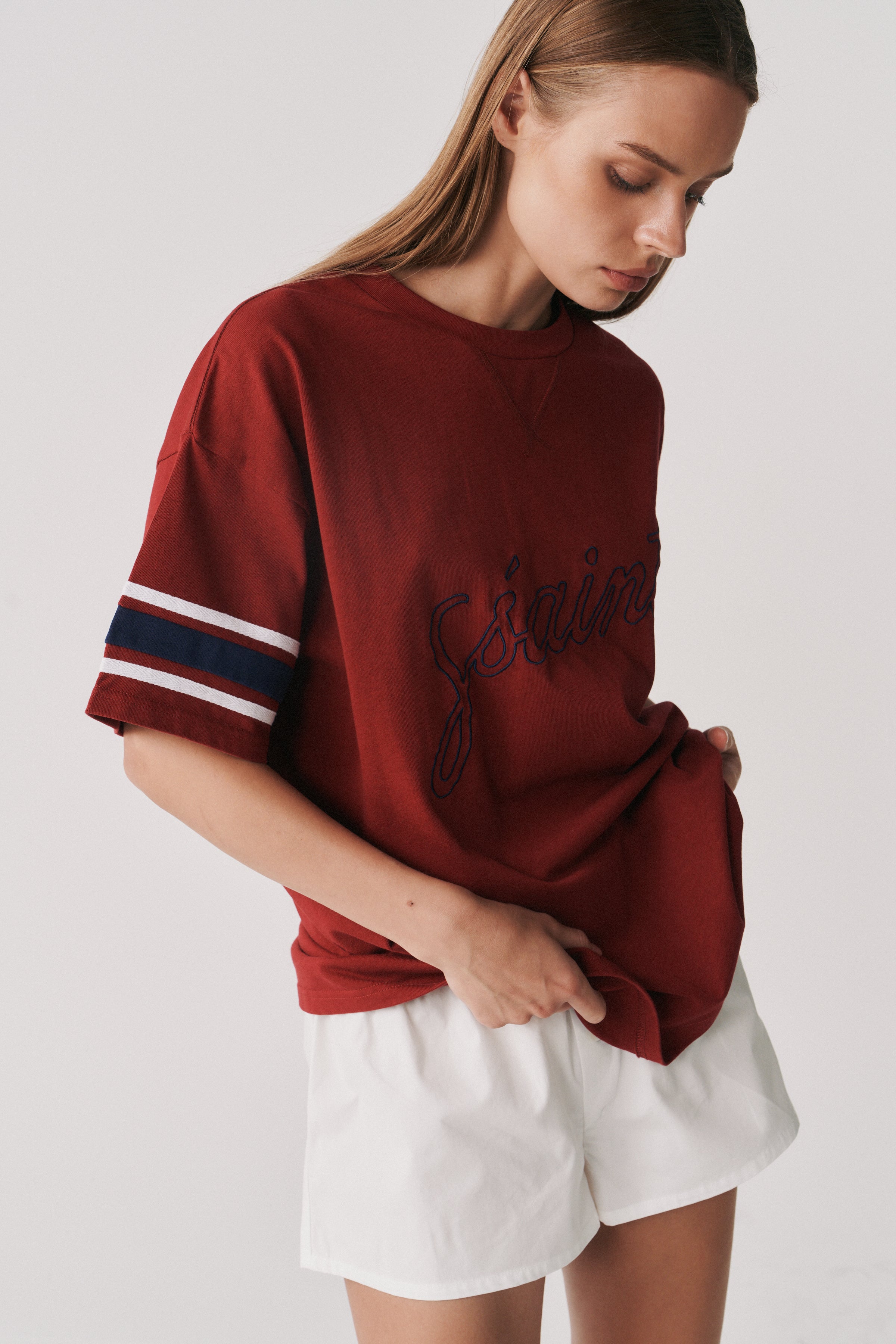 BORROWED OVERSIZED TEE - BRICK RED