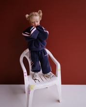 KIDS FLEECE CREW - NAVY & PINK