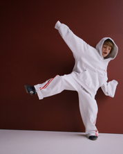 KIDS BARREL PANTS - GREY & RED