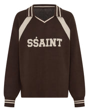 SŚAINT KNIT POLO BROWN / CREAM