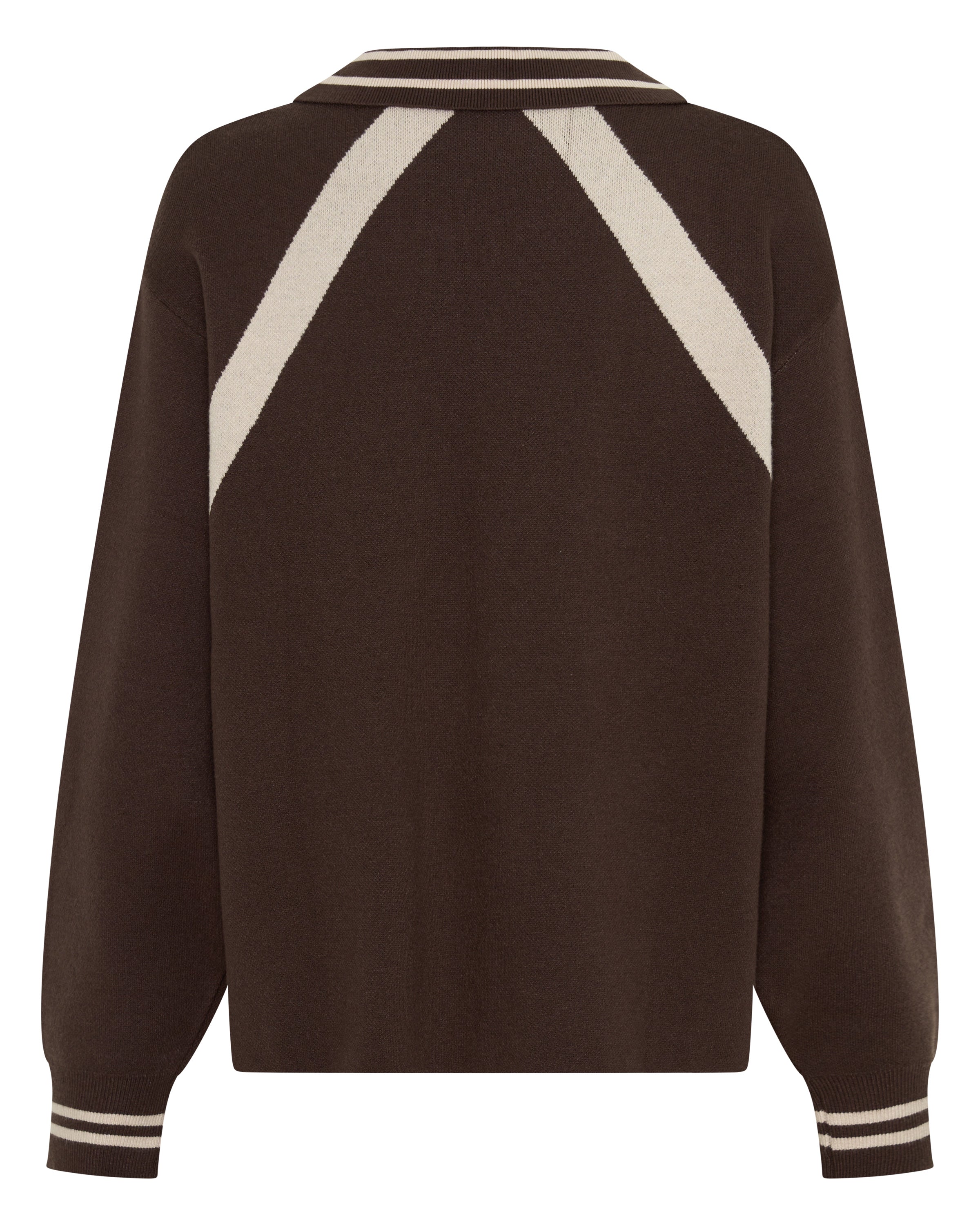 SŚAINT KNIT POLO BROWN / CREAM