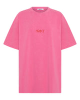 NO VACANCY TEE - DARK PINK ACID WASH