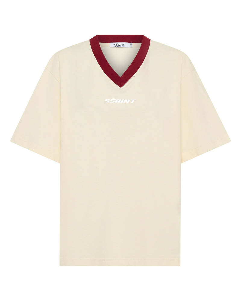 REFLECTIVE V NECK TEE - BUTTER