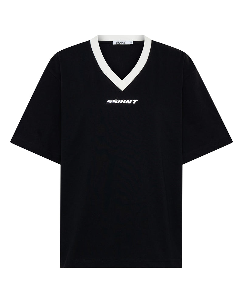 REFLECTIVE V NECK TEE - BLACK
