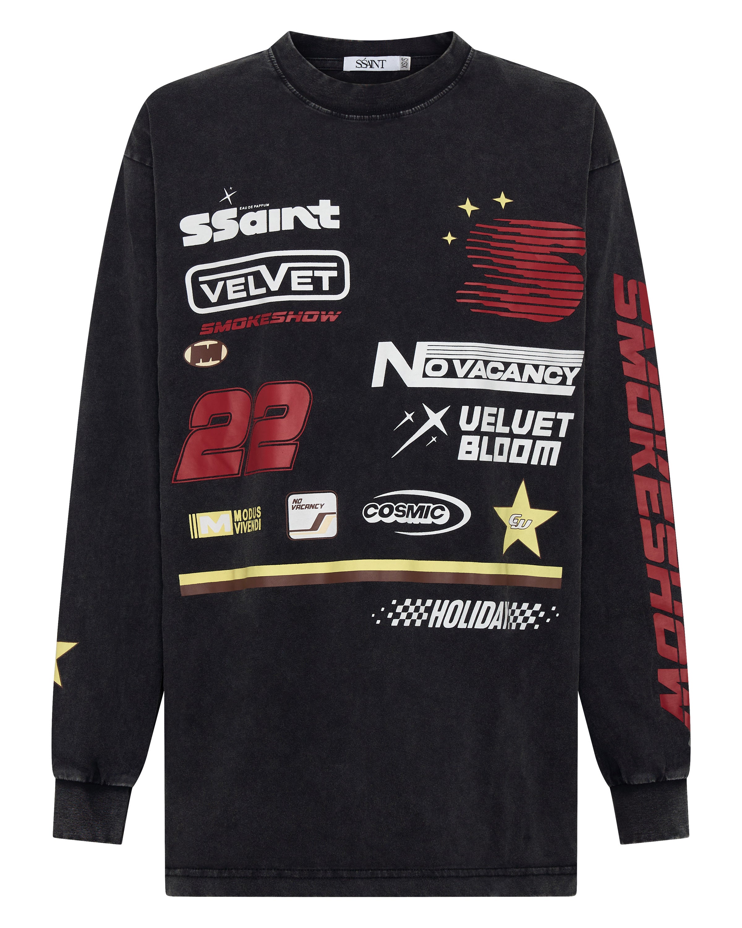 SIGNATURE MOTO TEE - BLACK ACID WASH