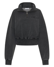 SŚAINT ACID WASH 1/4 ZIP CROP JUMPER - CHARCOAL
