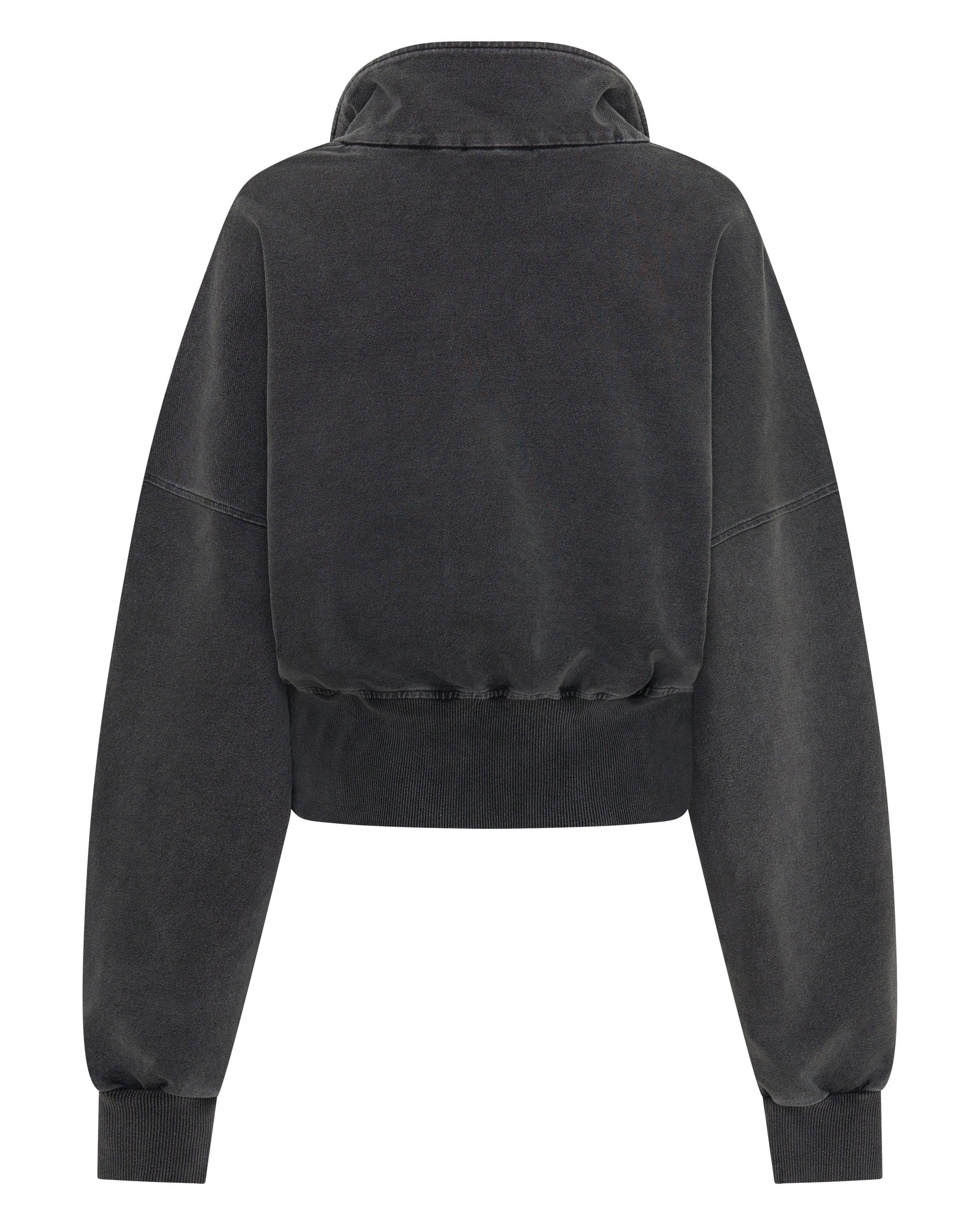 SŚAINT ACID WASH 1/4 ZIP CROP JUMPER - CHARCOAL
