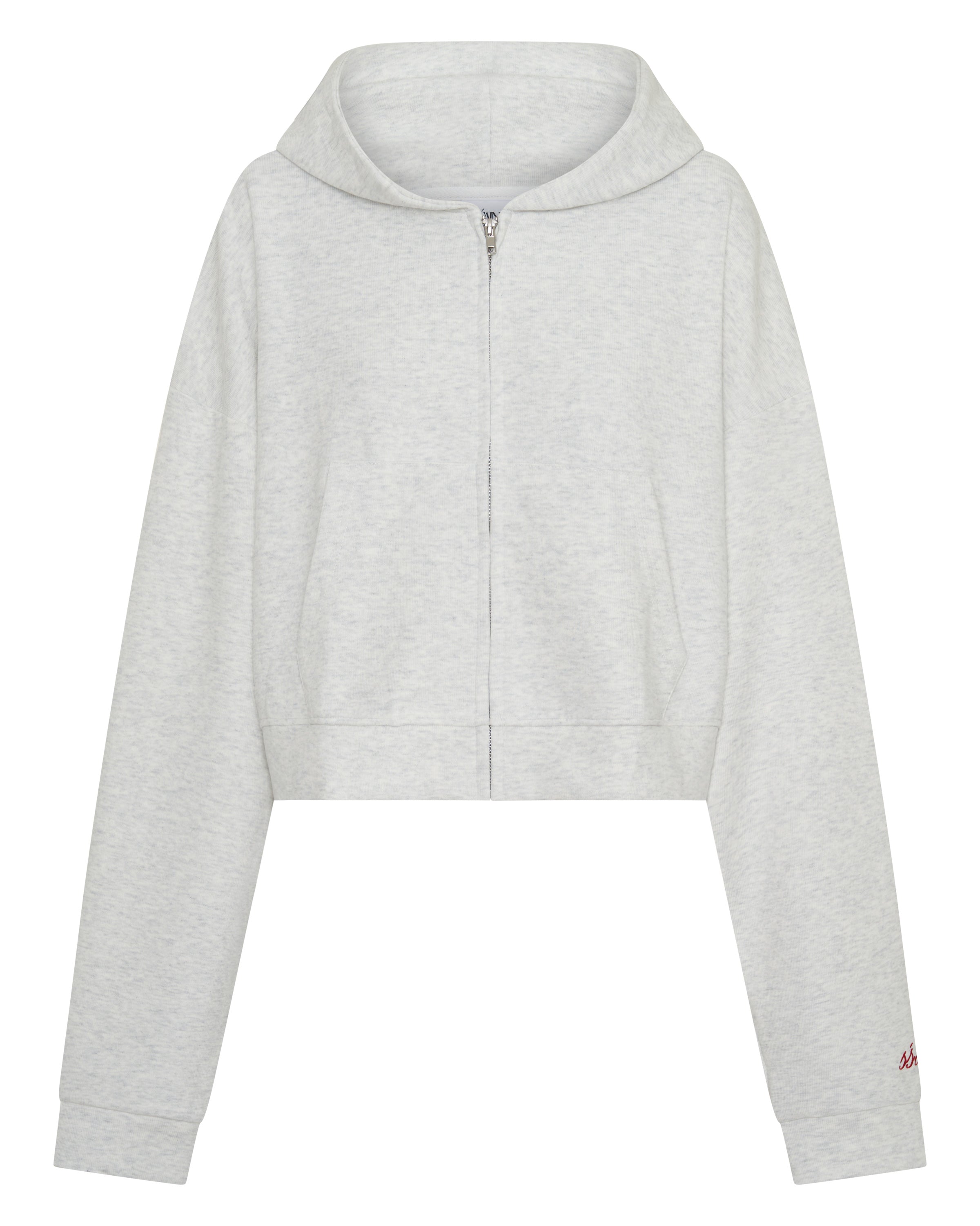 SŚAINT CROPPED HOODIE - GREY & RED