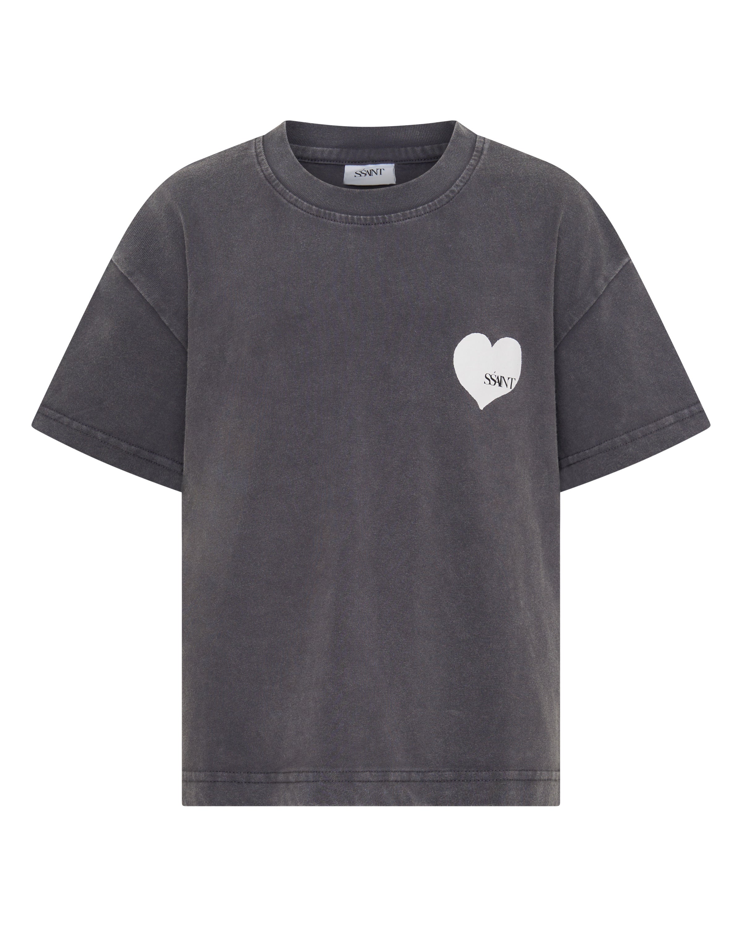 KIDS HEART TEE - ACID WASH CHARCOL