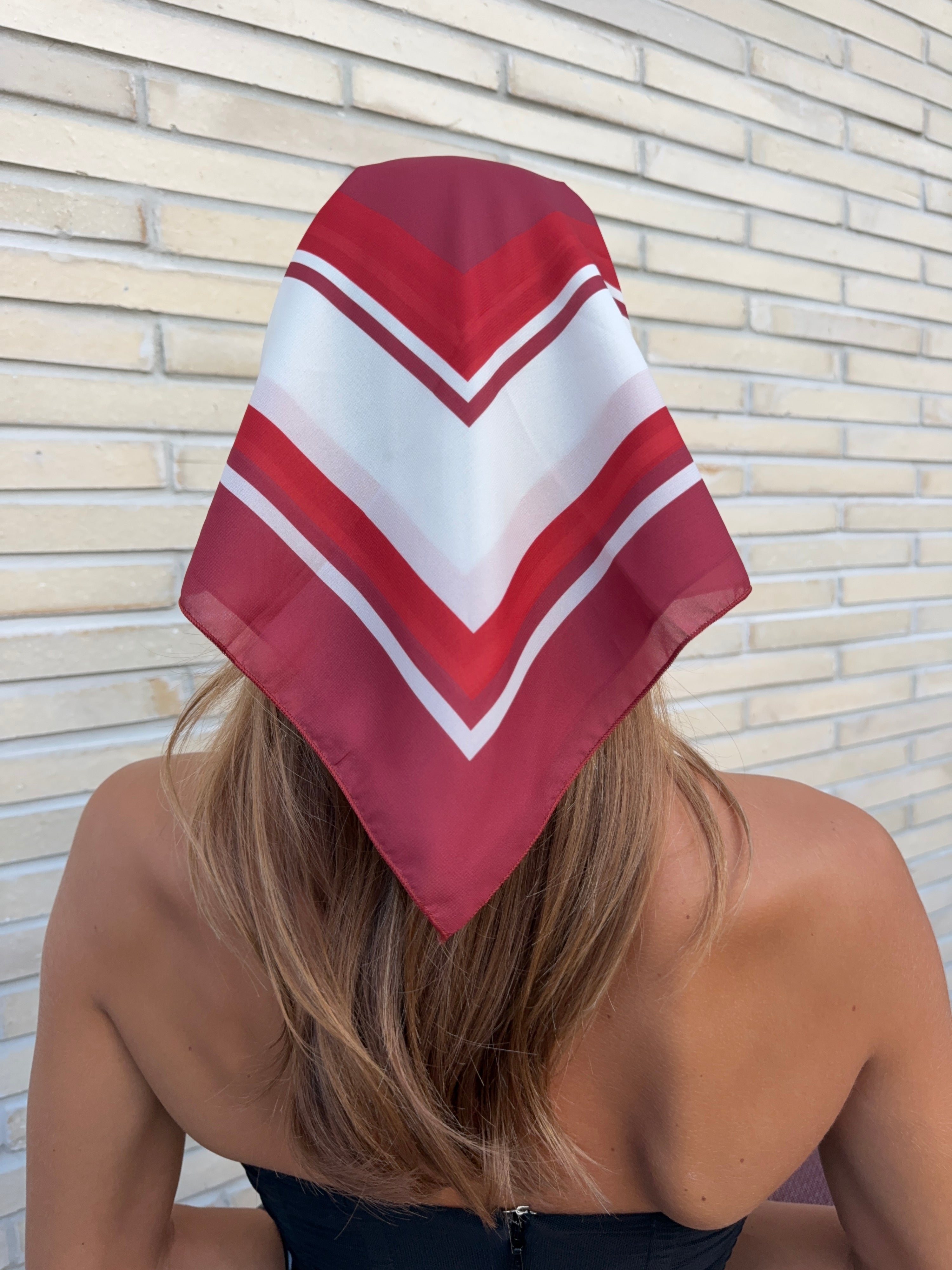 RED PRINT HEAD SCARF