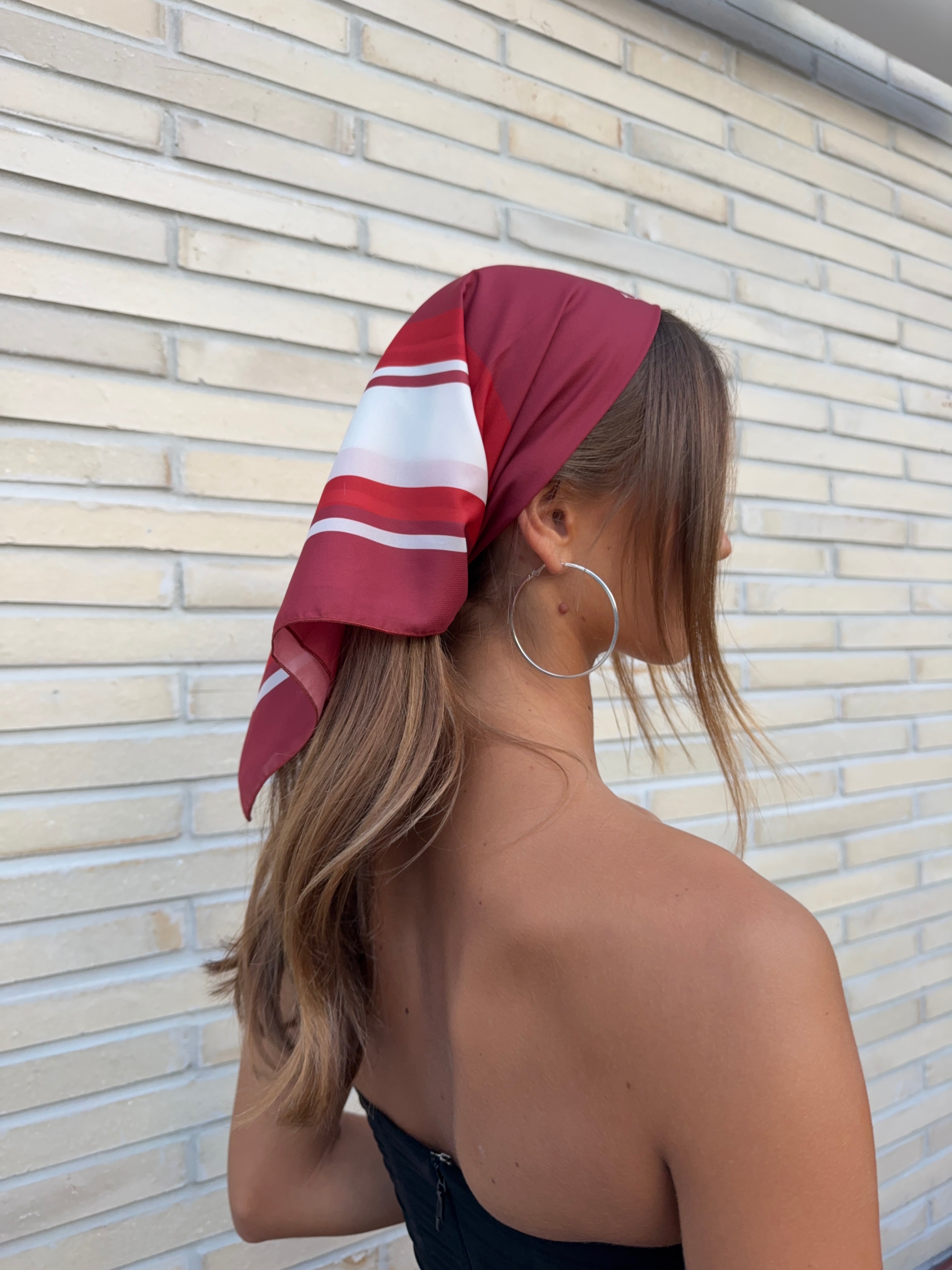 RED PRINT HEAD SCARF
