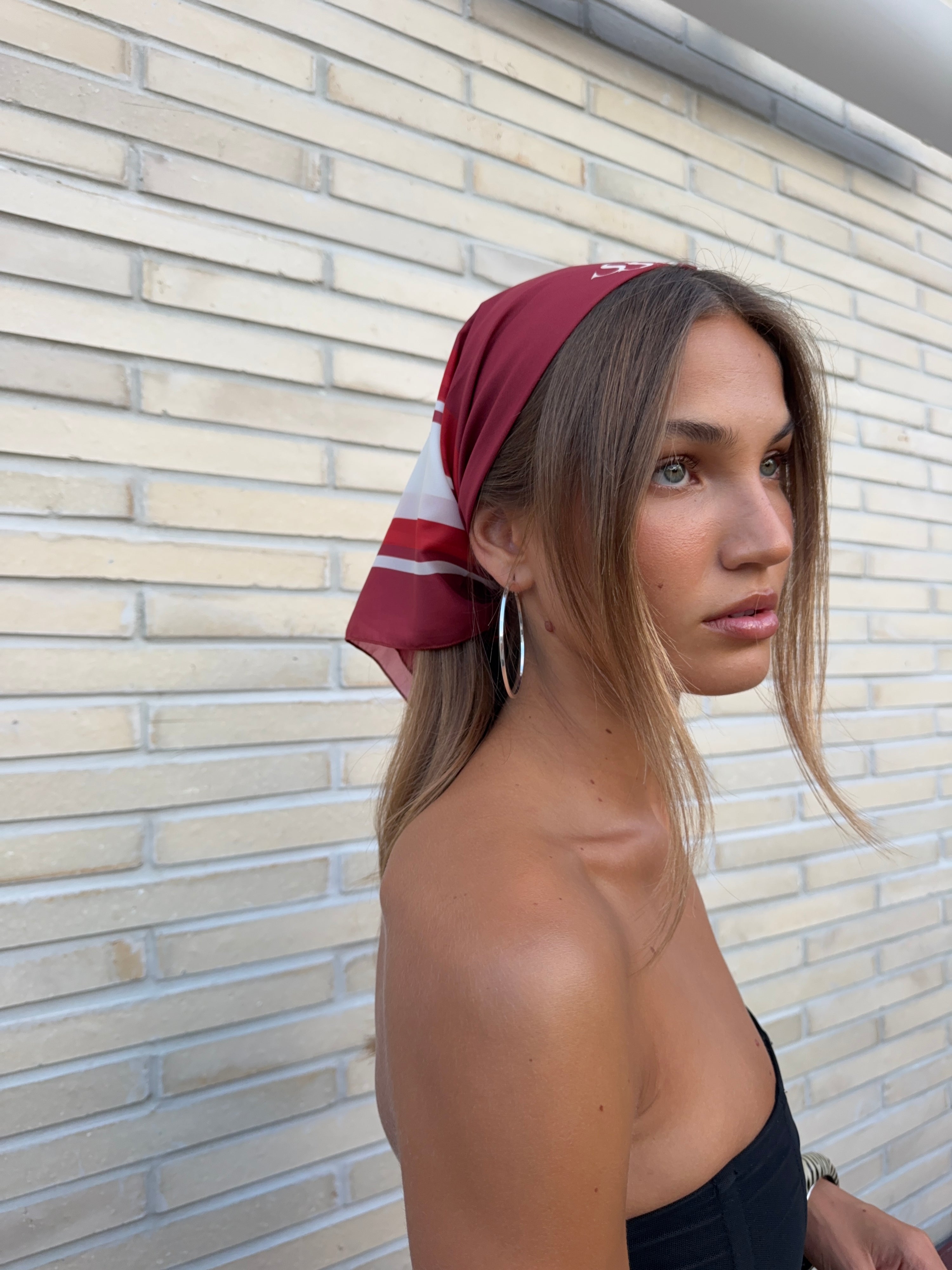 RED PRINT HEAD SCARF