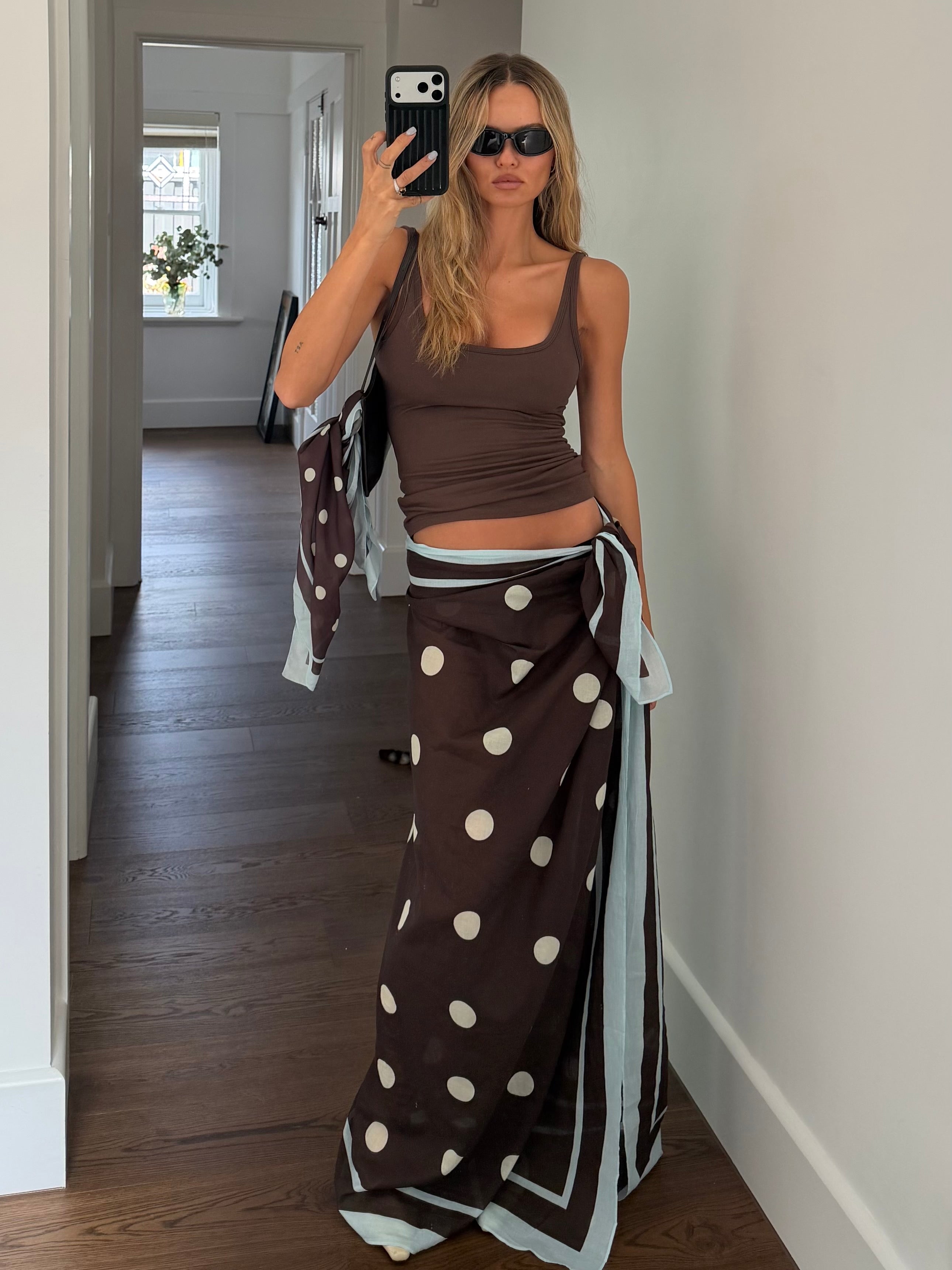 POLKA DOT SARONG - BROWN & BLUE