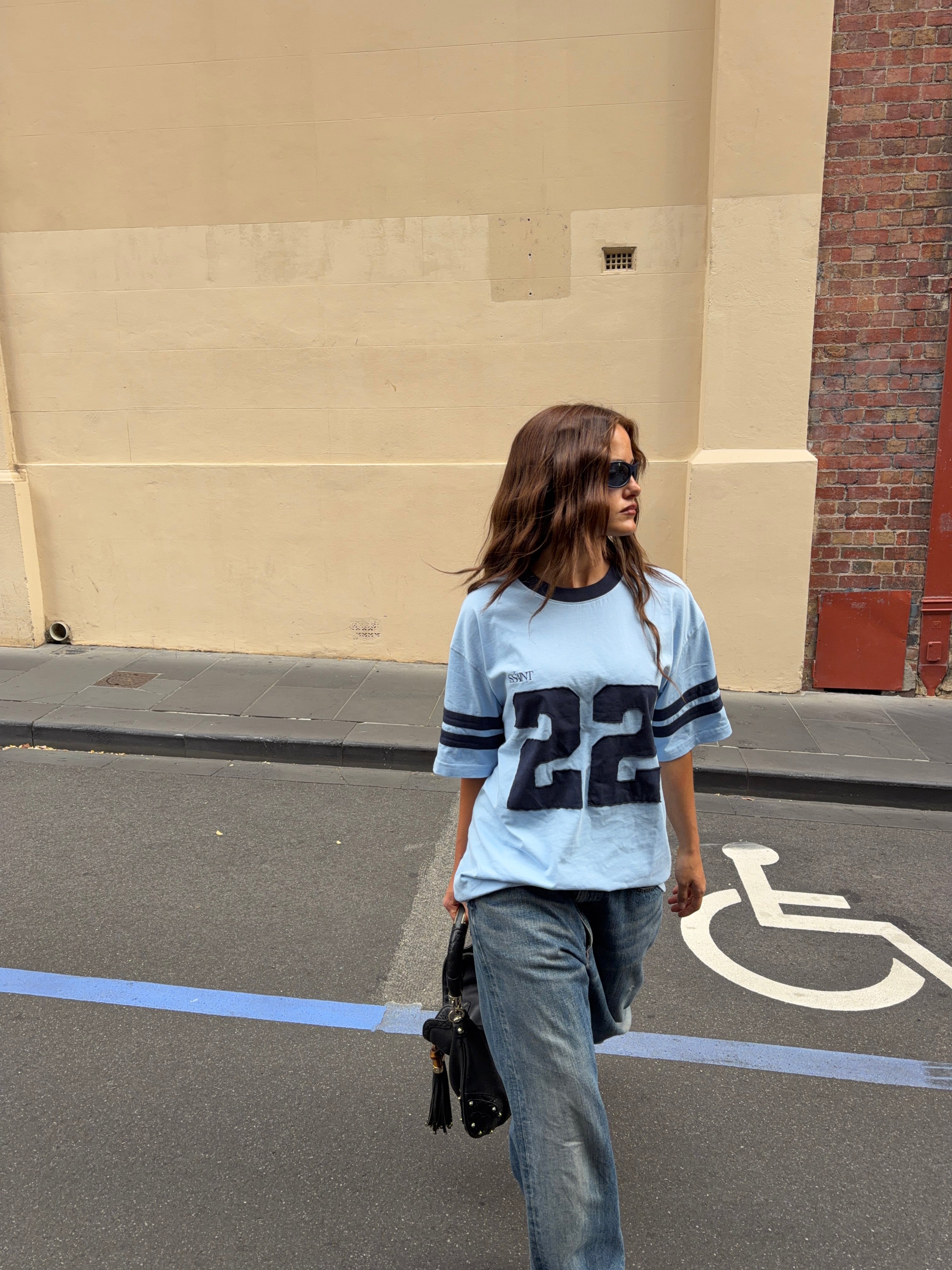 22 MOTION TEE - POWDER BLUE & NAVY