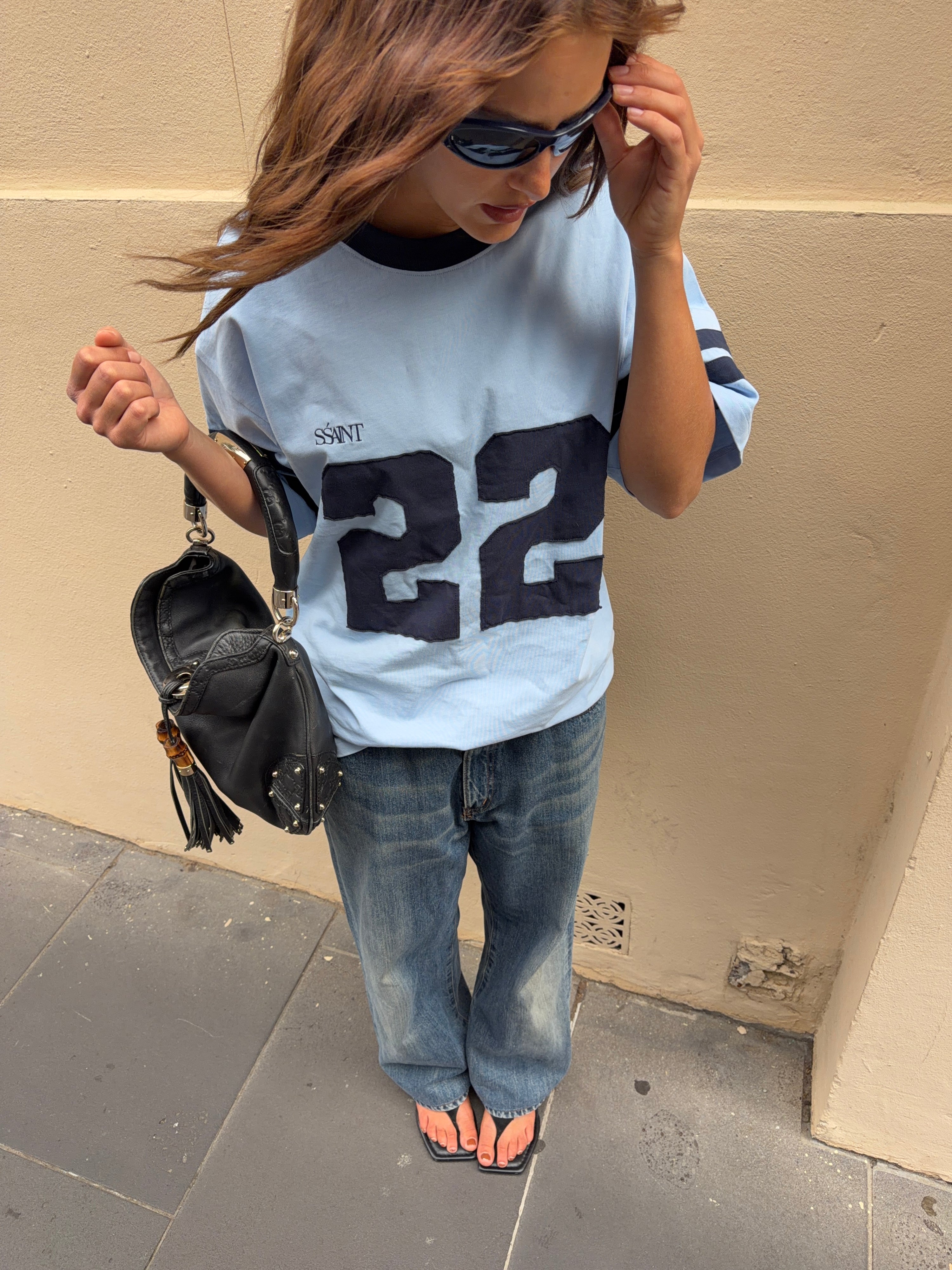 22 MOTION TEE - POWDER BLUE & NAVY