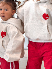 KIDS HEART HOODIE - GREY