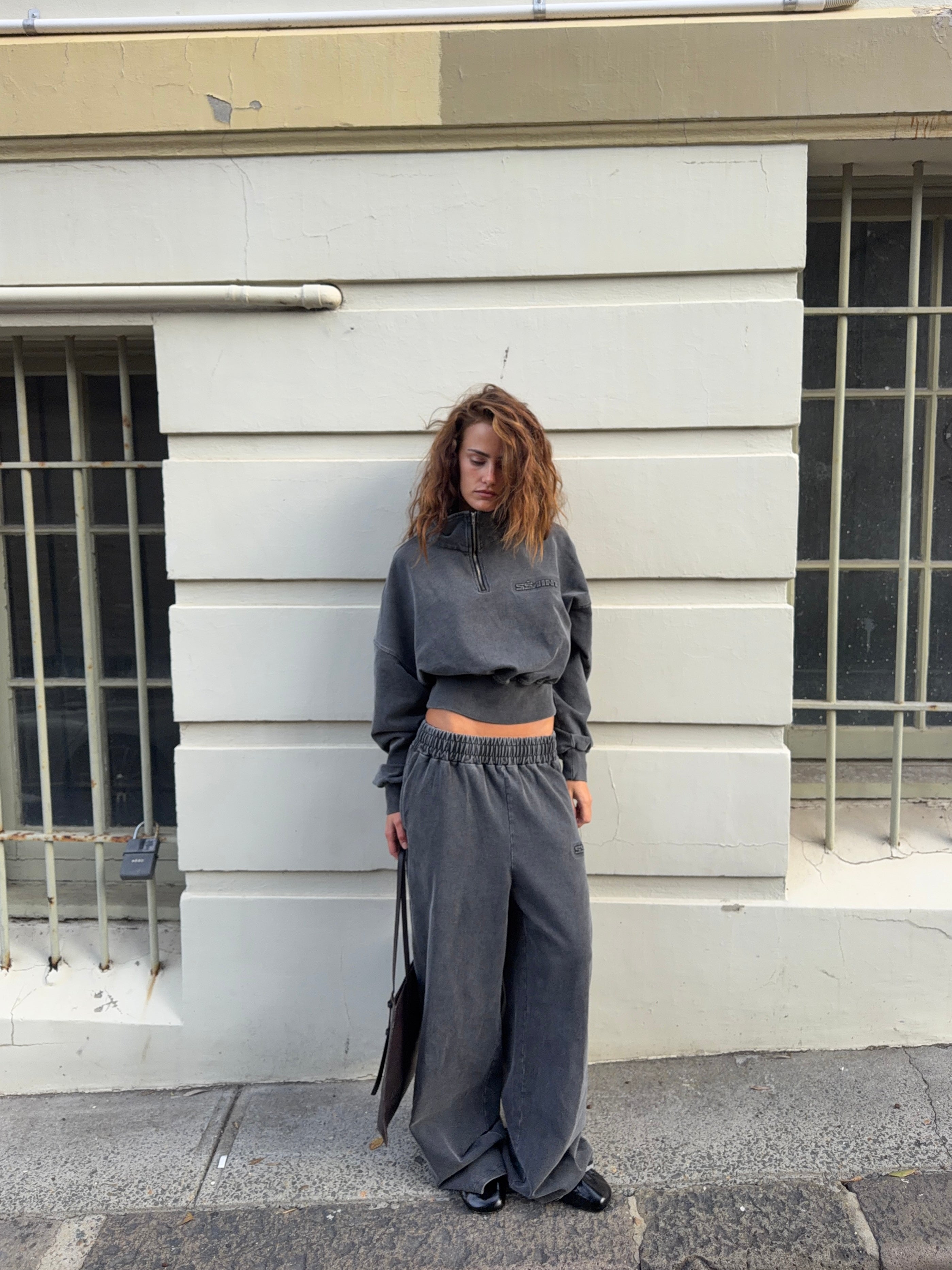 SŚAINT ACID WASH TRACKPANT - CHARCOAL