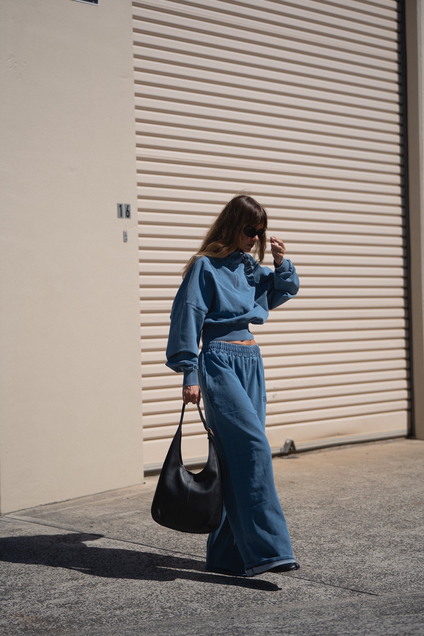 1/4 ZIP CROP JUMPER - DENIM BLUE
