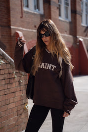 SŚAINT KNIT POLO BROWN / CREAM