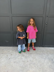 KIDS HEART TEE - ACID WASH PINK