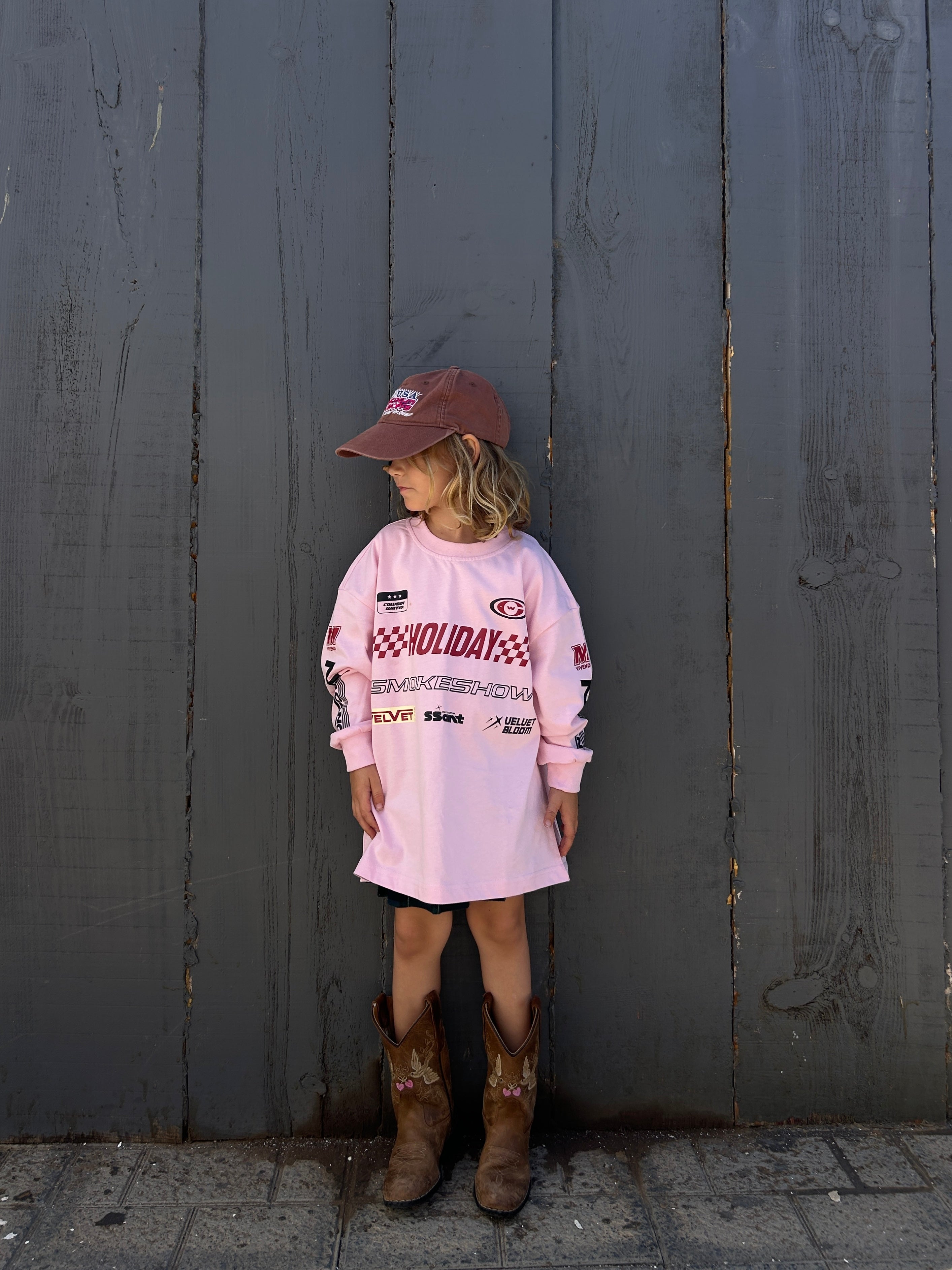 KIDS SIGNATURE MOTO TEE - PINK